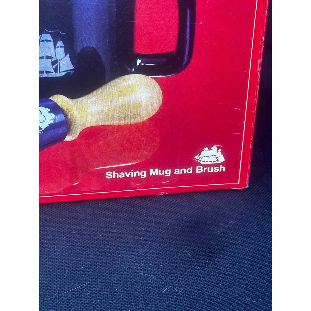 NEW 1985 Old Spice Shaving Mug, Boar Bristle Shaving Brush damaged box